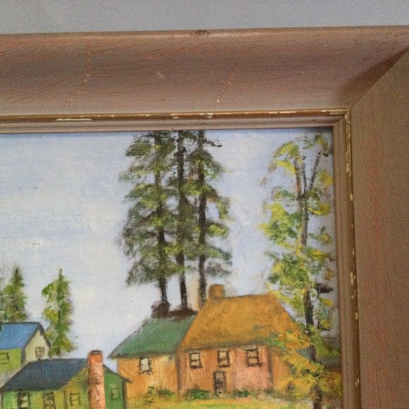 Vintage original oil painting on canvas board landscape framed - Picture 3 of 7
